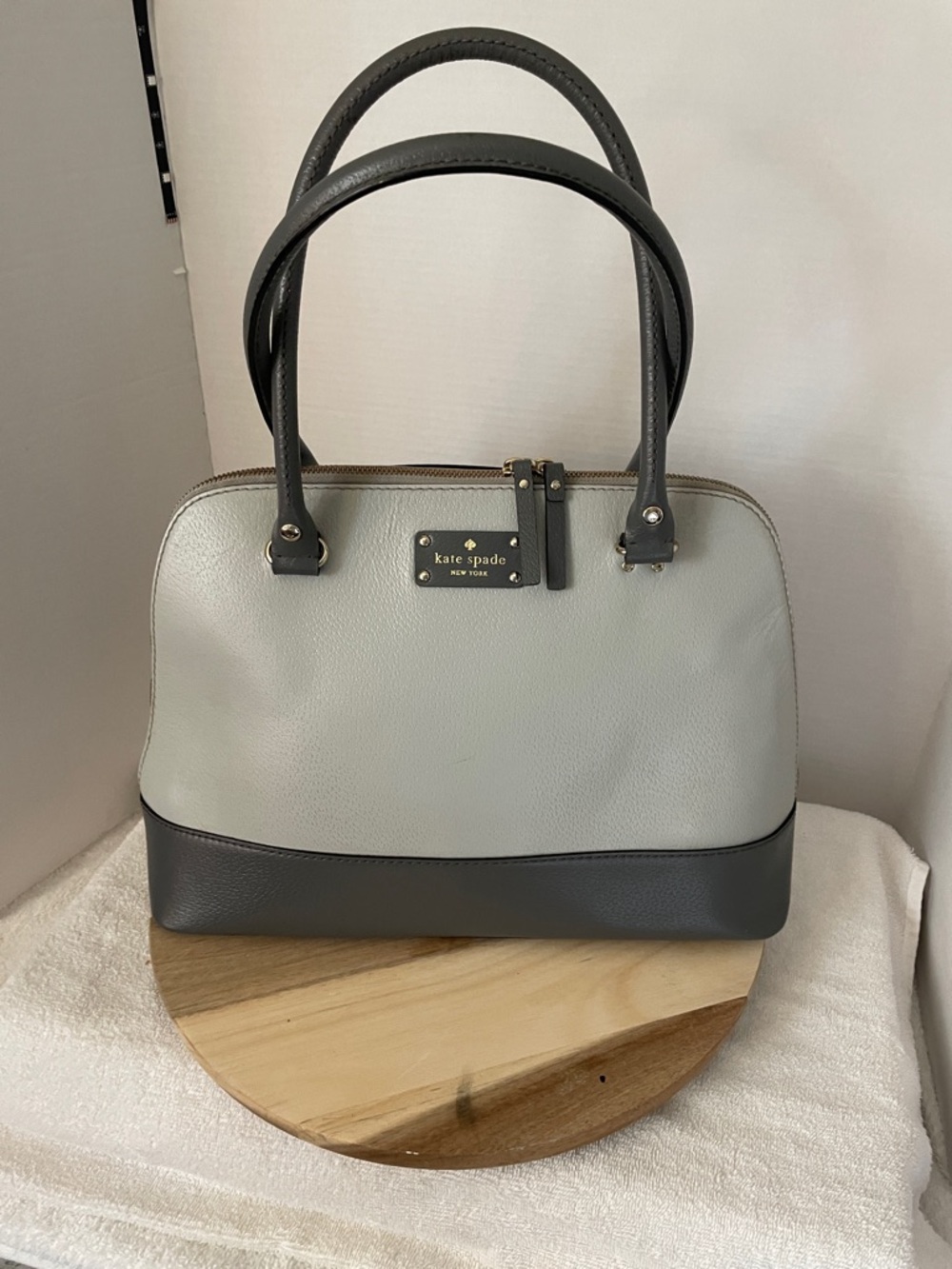 kate spade Two-Tone Gray and Charcoal Leather Satchel